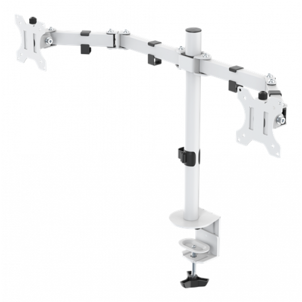 WHITE LINE WA86 Dual-monitor skrivbordsarm, 13"-32" monitors, VESA,vit GAM-040-W
