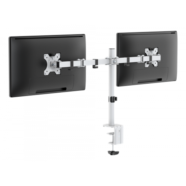 WHITE LINE WA86 Dual-monitor skrivbordsarm, 13"-32" monitors, VESA,vit GAM-040-W