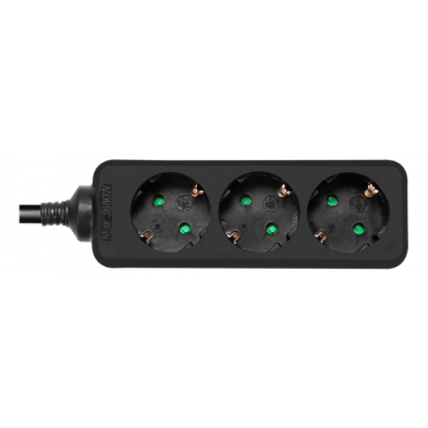 DELTACO outlet 3xCEE 7/3 1xCEE 7/7 1,5m black GT-0320