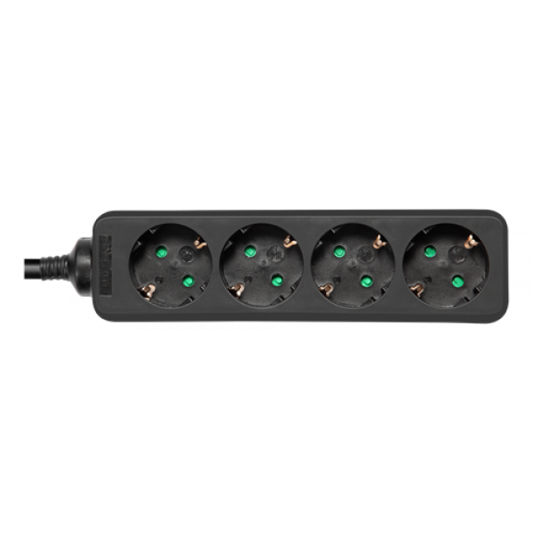 DELTACO outlet 4xCEE 7/3 1xCEE 7/7 1,5m black GT-0420