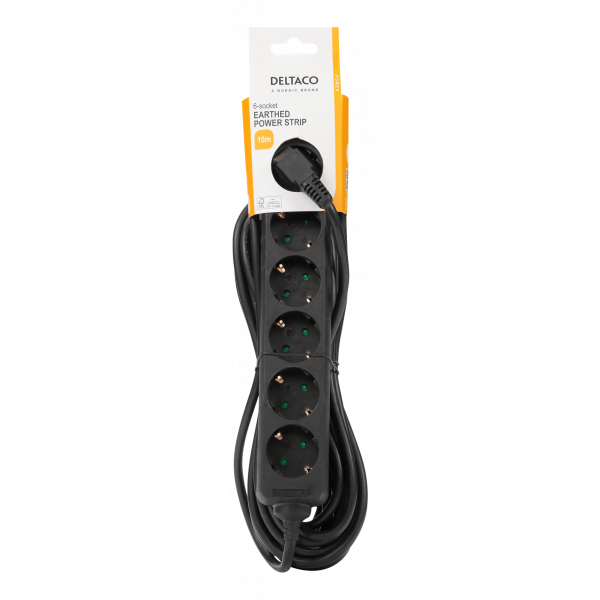 DELTACO outlet 6xCEE 7/3 1xCEE 7/7 10m black GT-0623