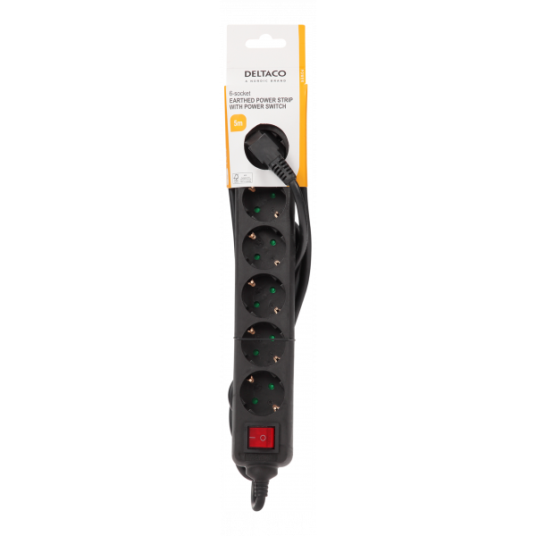 DELTACO outlet 6xCEE 7/3 1xCEE 7/7 switch 5m black GT-0662