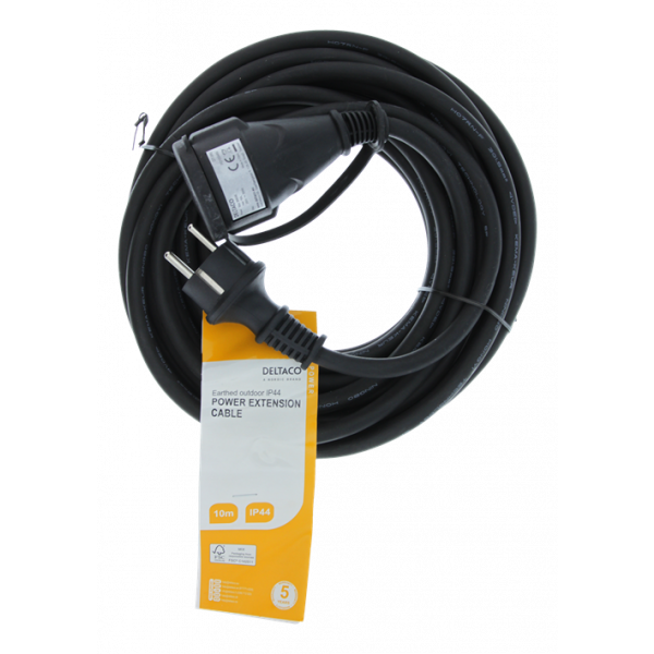 DELTACO Extension cord IP44 H07RN-F 3G1.5 10M black color GT-980