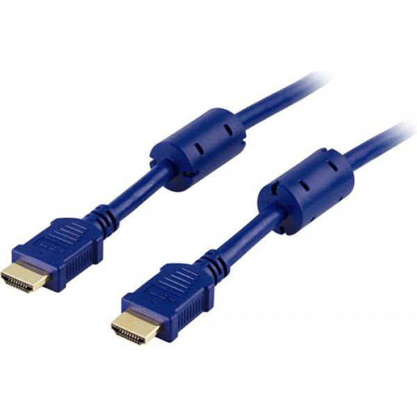 DELTACO HDMI-kabel, v1.4+Ethernet, 19-pin ha-ha, 1080p, blå, 2m