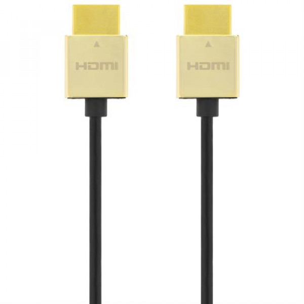 DELTACO PRIME tunn HDMI-kabe med guldpläterade zink-kontakter, 2m