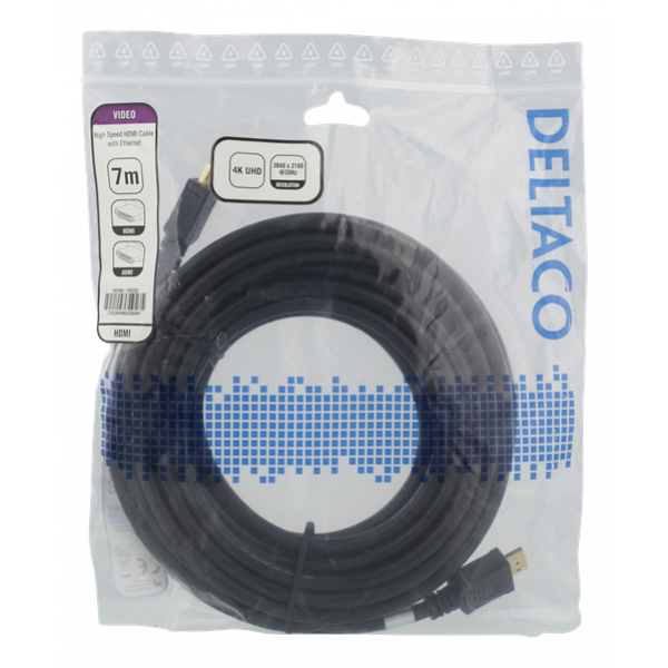 DELTACO High-Speed HDMI-kabel, 7m, Ethernet, 4K UHD, svart HDMI-1060D