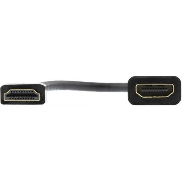 DELTACO tunn HDMI-kabel, 19-pin ha-19-pin ho, 10cm, svart