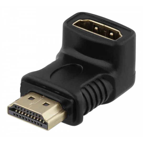 DELTACO HDMI-adapter, 19-pin ha till ho, vinklad, svart