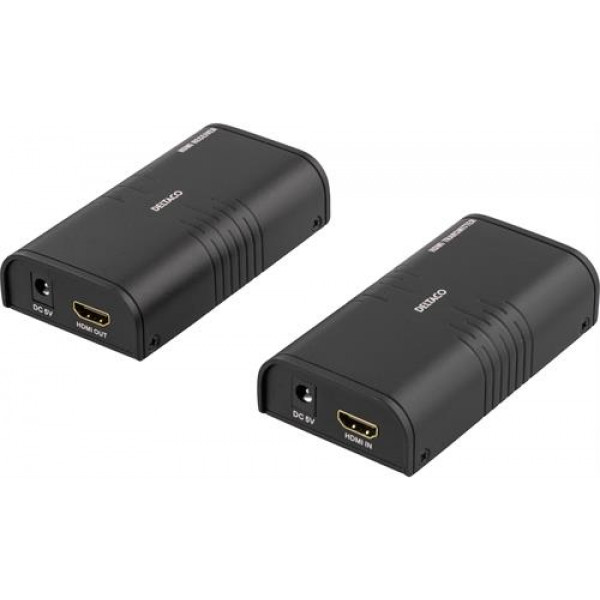 DELTACO Ethernet HDMI-förlängare, 120 meter i 1080P med Cat6, svart