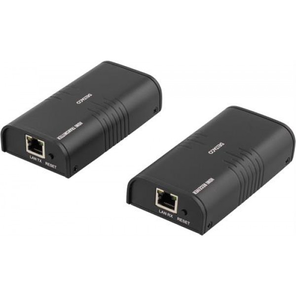 DELTACO Ethernet HDMI-förlängare, 120 meter i 1080P med Cat6, svart