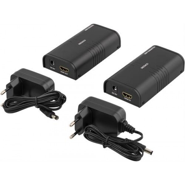 DELTACO Ethernet HDMI-förlängare, 120 meter i 1080P med Cat6, svart
