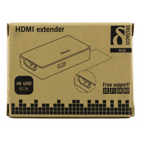 DELTACO HDMI-förlängare, Ultra HD30/60Hz,40/25m, HDCP 2.2, svart HDMI-7036