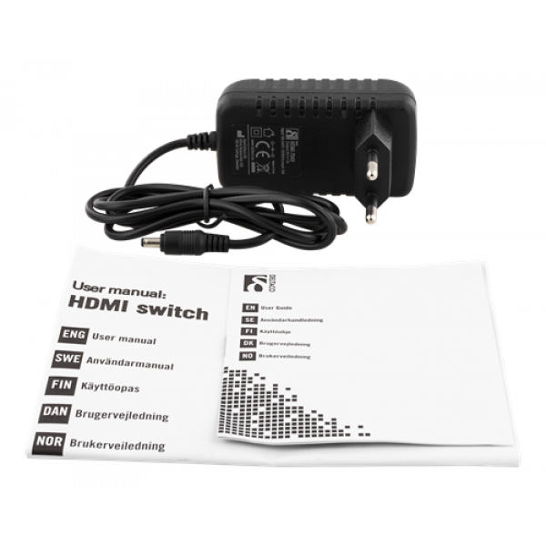 DELTACO HDMI-Switch, 3 ingångar till 1 utgång, 4K i 60Hz, 7.1 , svart HDMI-7042