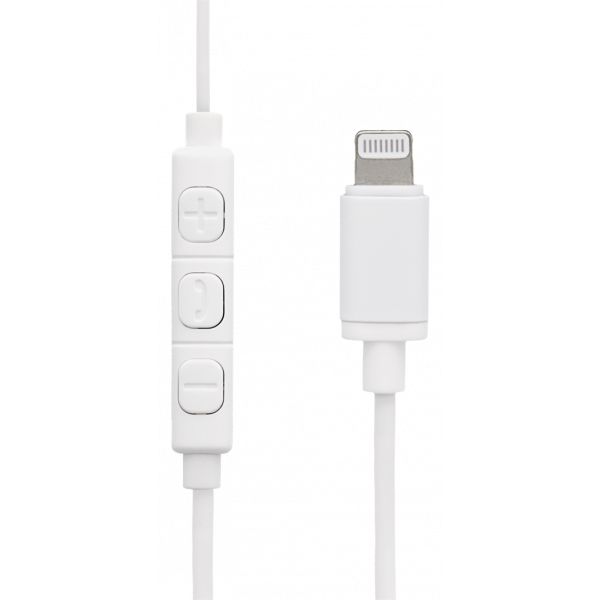 STREETZ in-ear Lightning headset, MFi, volume control, remote, white HL-390