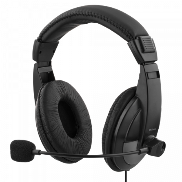 DELTACO USB stereo headset, 40 mm element, 32 ohm, 20Hz-20kHz, svart HL-57