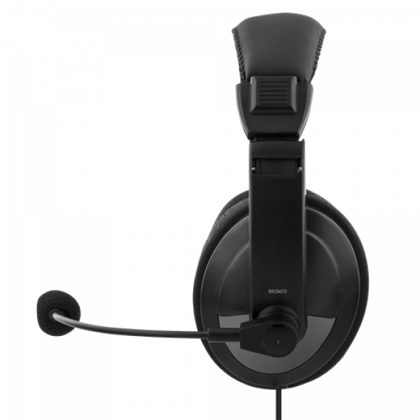 DELTACO USB stereo headset, 40 mm element, 32 ohm, 20Hz-20kHz, svart HL-57