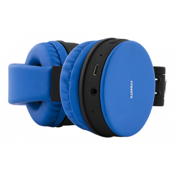 STREETZ Vikbart on-ear BT headset, 3.5 mm, blå HL-BT401