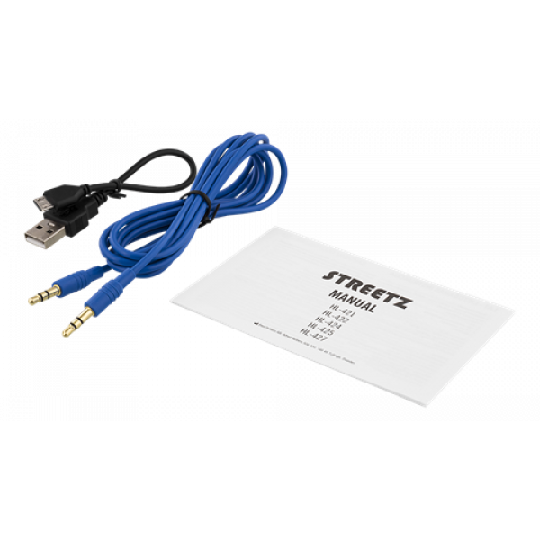 STREETZ Vikbart on-ear BT headset, 3.5 mm, blå HL-BT401