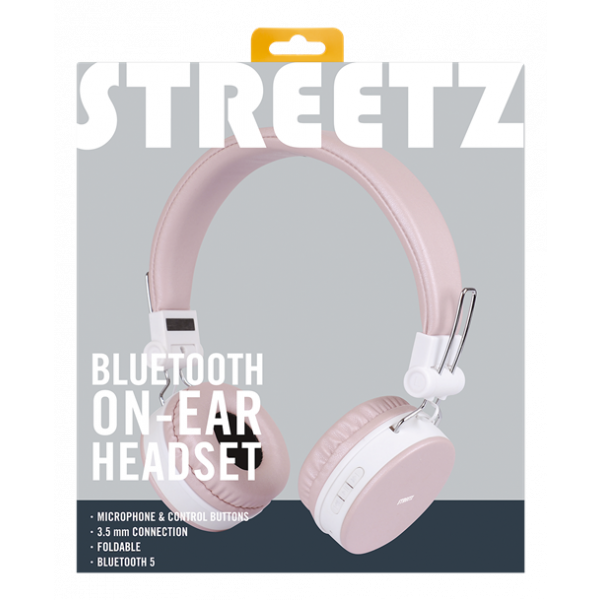 STREETZ Vikbart on-ear BT headset, 3.5 mm, rosa HL-BT402