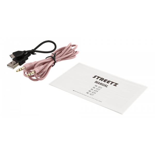 STREETZ Vikbart on-ear BT headset, 3.5 mm, rosa HL-BT402