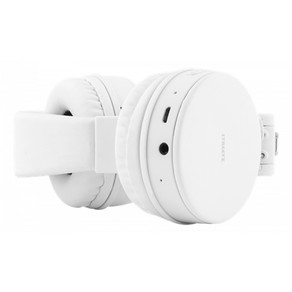 STREETZ Vikbart on-ear BT headset, 3.5 mm, vit HL-BT403