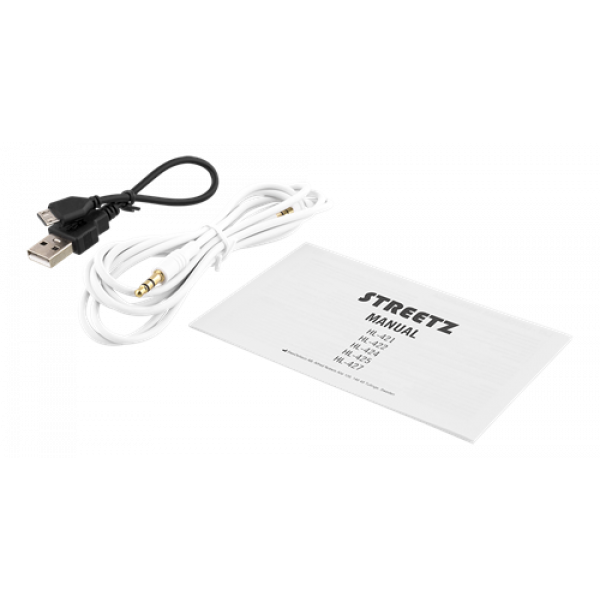 STREETZ Vikbart on-ear BT headset, 3.5 mm, vit HL-BT403