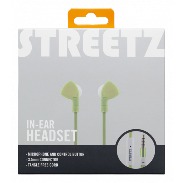 STREETZ In-ear hörlurar med mikrofon, media/svarsknapp, 3.5 mm, trasse HL-W105