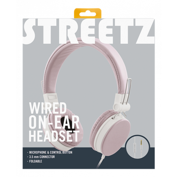 STREETZ hörlurar med mikrofon, hopfällbar, 3,5 mm anslutning, 1 knapps HL-W202