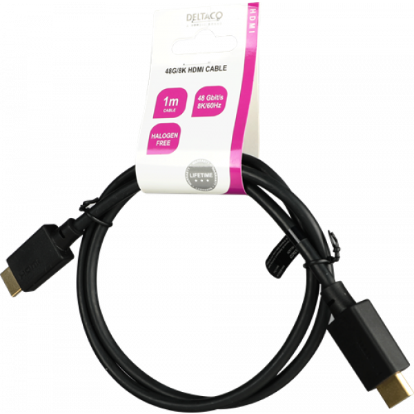DELTACO ULTRA High Speed HDMI-cable, 48Gbps, 1m, black HU-10-LSZH