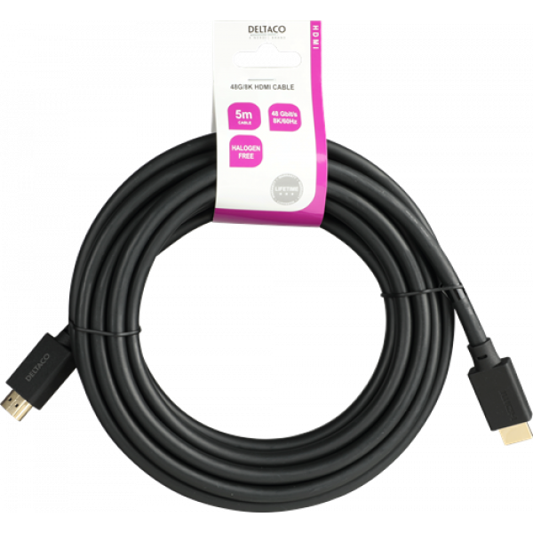 DELTACO ULTRA High Speed HDMI-cable, 48Gbps, 5m, black HU-50-LSZH