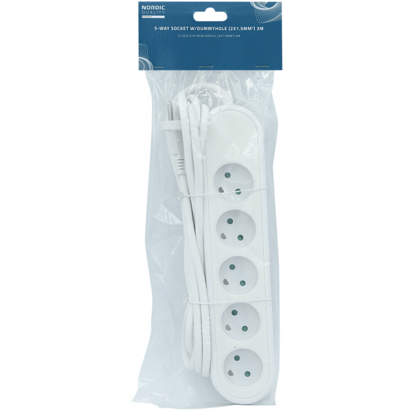 Nordic Quality Power 5-way socket w/dummyhole (D), 3m KF-DB-05(dummy) 3M