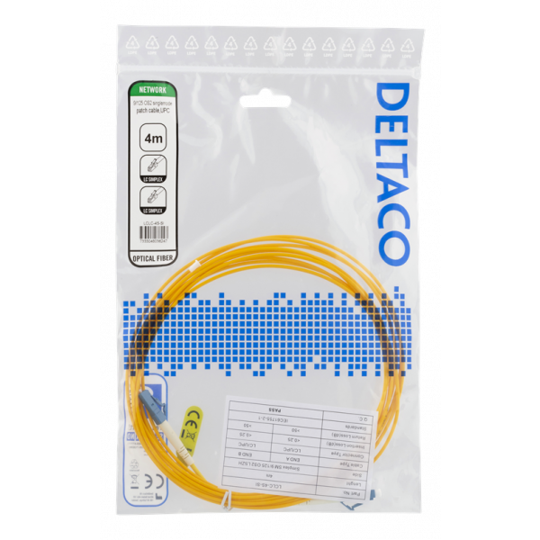 DELTACO OS2 fiberkabel LC – LC, simplex, singlemode, UPC, 9/125, 4m LCLC-4S-SI