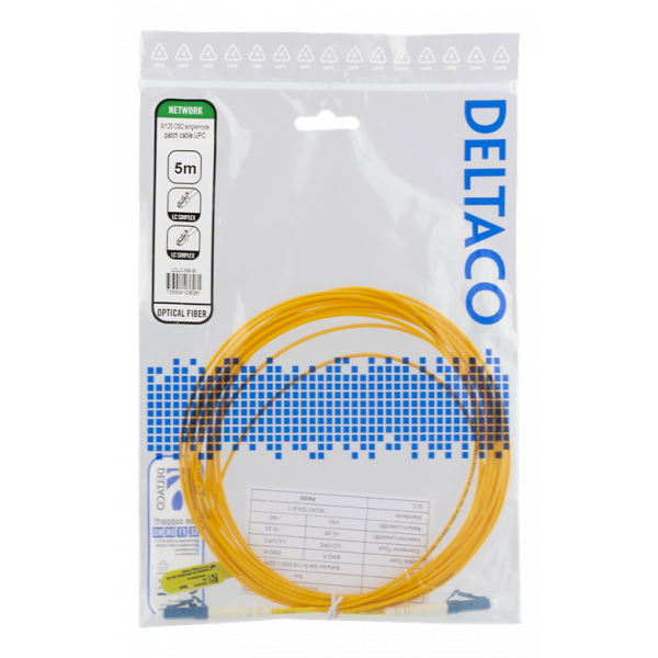 DELTACO OS2 fiberkabel LC – LC, simplex, singlemode, UPC, 9/125, 5m LCLC-5S-SI