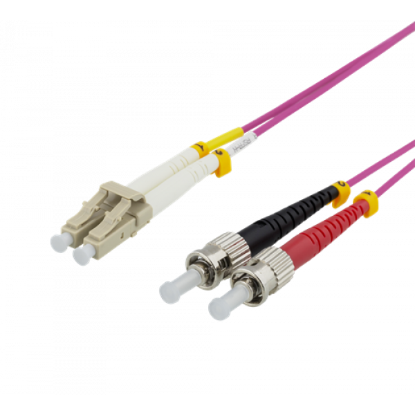 DELTACO Fiberkablage, 2m, LC-ST Duplex, 50/125, rosa LCST-72