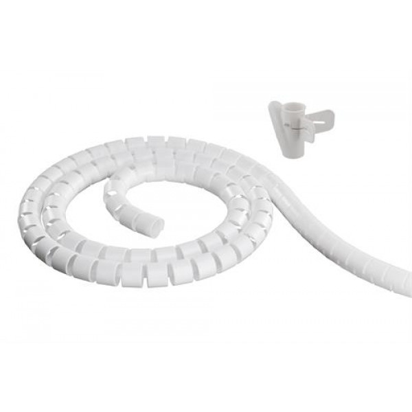 DELTACO Kabelslukare i nylon, 25mm diameter, verktyg ingår, 2,5m, vit