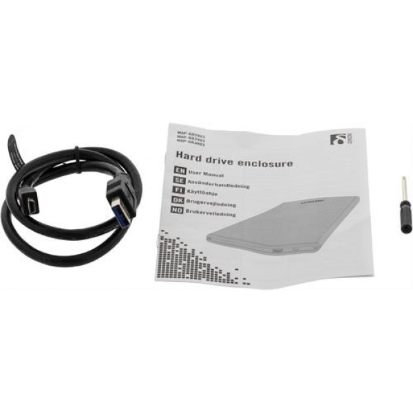 Externt kabinett 2.5" SATA USB 3.0 Deltaco Svart