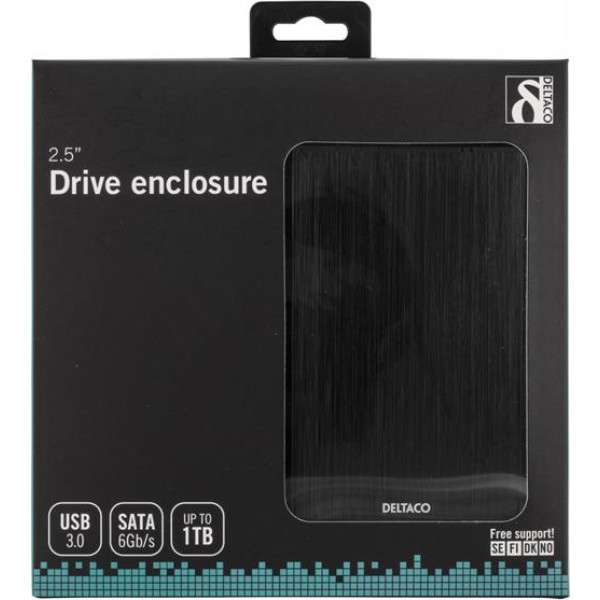 Externt kabinett 2.5" SATA USB 3.0 Deltaco Svart
