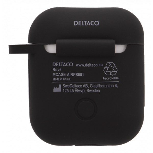 DELTACO AirPods silicone case, black MCASE-AIRPS001