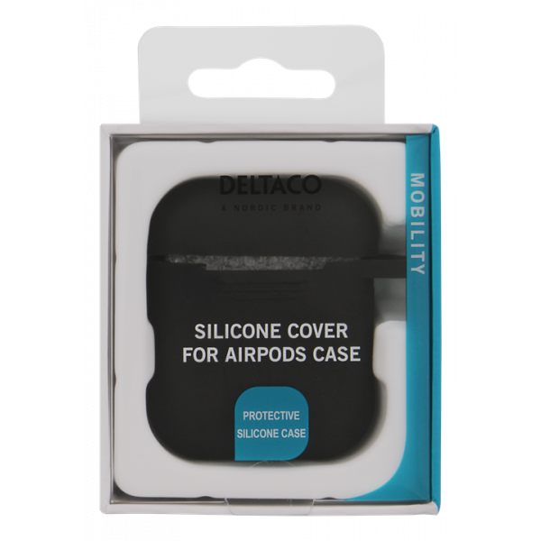 DELTACO AirPods silicone case, black MCASE-AIRPS001