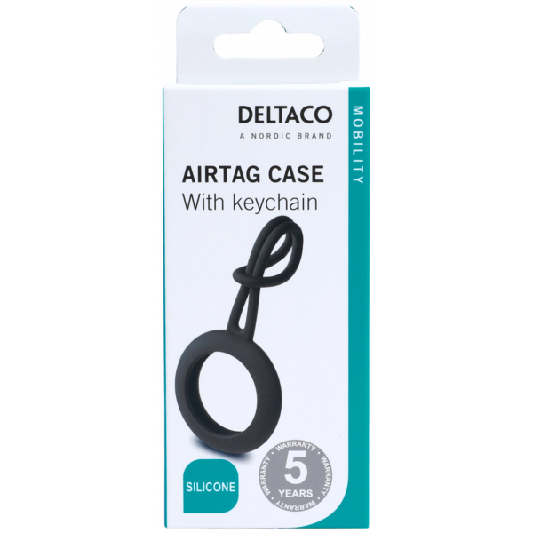 DELTACO Apple AirTag case, silicone, hanger, black MCASE-TAG13