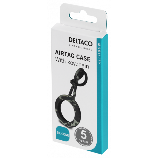 DELTACO Apple AirTag case, silicone, hanger, black MCASE-TAG13