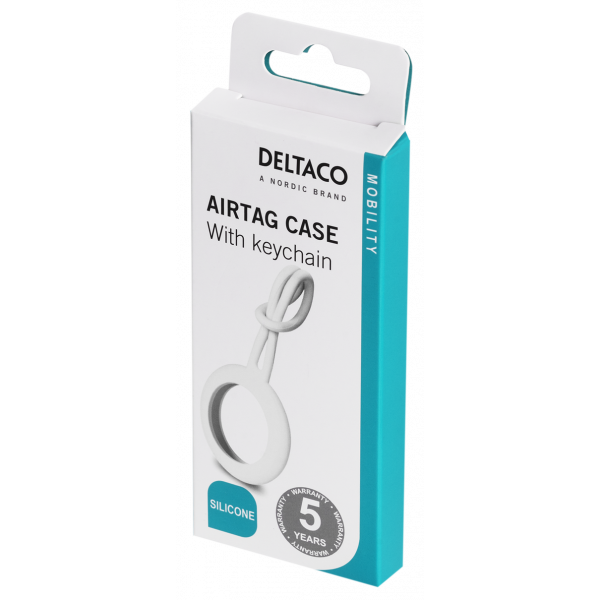 DELTACO Apple AirTag case, silicone, hanger, white MCASE-TAG14