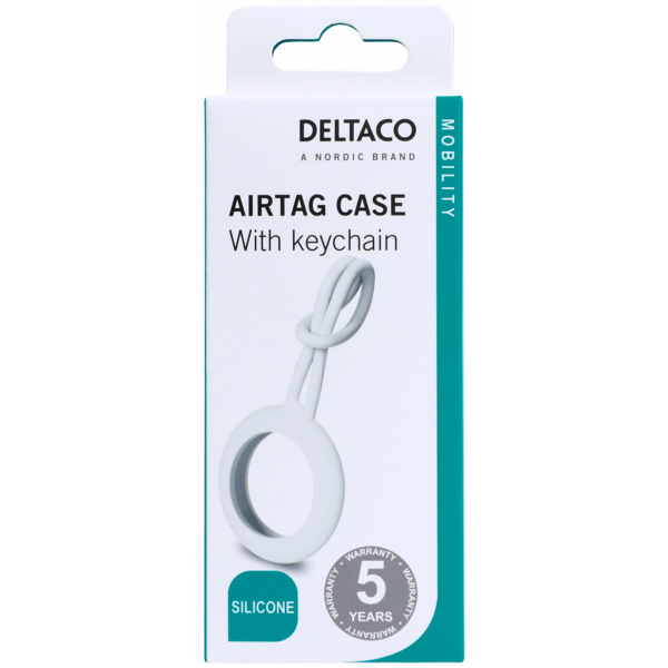DELTACO Apple AirTag case, silicone, hanger, white MCASE-TAG14