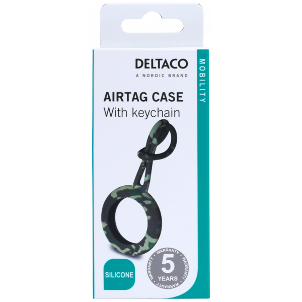 DELTACO Apple AirTag case, silicone, hanger, camouflage MCASE-TAG15