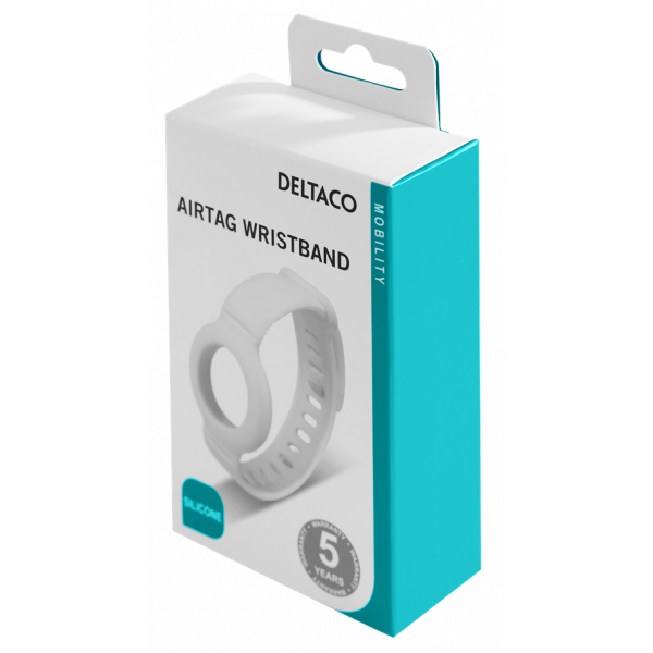 DELTACO Apple AirTag silicone wristband, white MCASE-TAG17