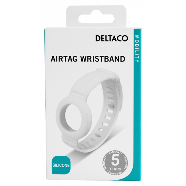 DELTACO Apple AirTag silicone wristband, white MCASE-TAG17