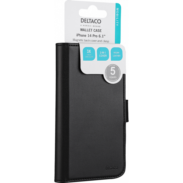 DELTACO iPhone 14 Pro wallet case 2-in-1, magnetic back cover MCASE-WIP14P61