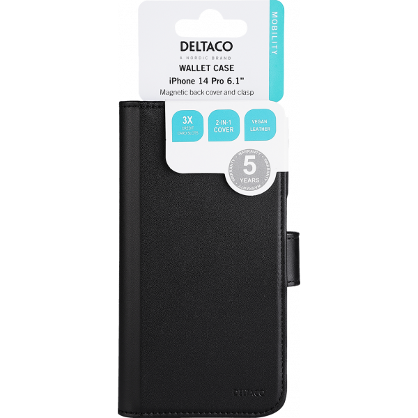 DELTACO iPhone 14 Pro wallet case 2-in-1, magnetic back cover MCASE-WIP14P61