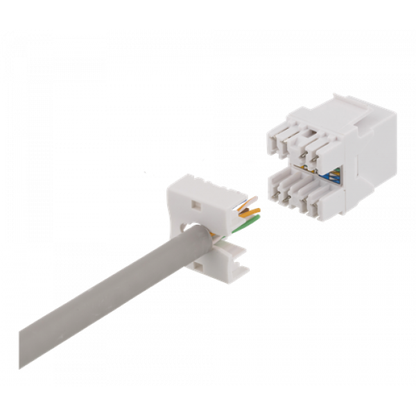DELTACO Cat6 Keystone-uttag, LSA/110-terminering, plast, 180, vit MD-118