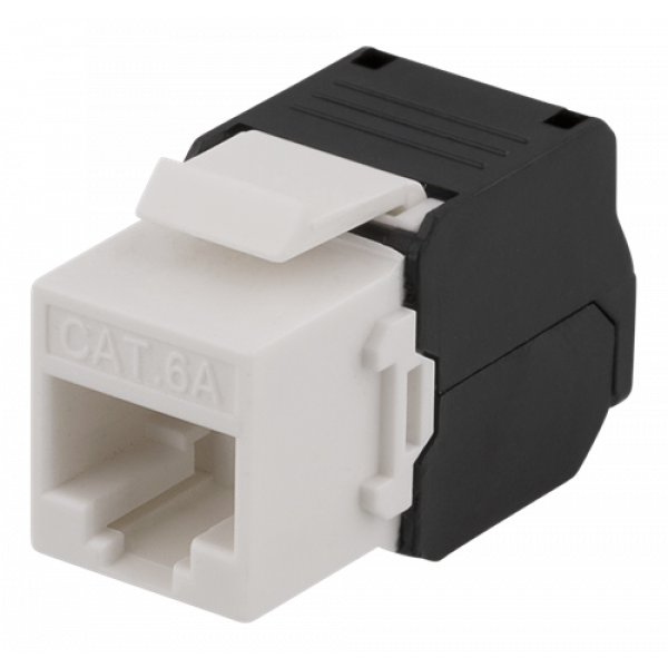 DELTACO Cat6A Keystone-uttag, verktygsfri klämterminering, plast, vit MD-120